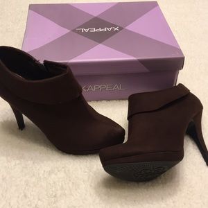 Brown heel booties